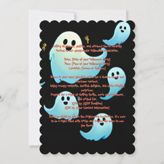 Halloween Griezelige Geest Uitnodiging (Voorkant)