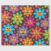 Halloween Griezelige Groovy Bloemen Cadeaupapier (Vlak)