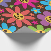 Halloween Griezelige Groovy Bloemen Cadeaupapier (Hoek)