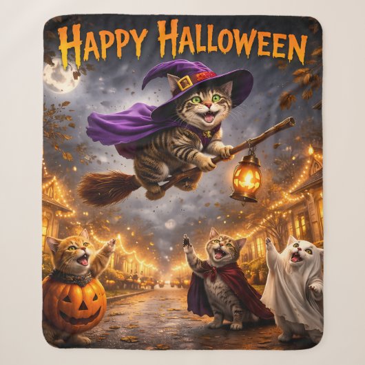 Halloween griezelige kat throw deken (Voorkant)