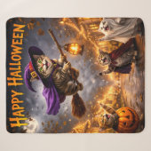 Halloween griezelige kat throw deken (Voorkant (horizontaal))