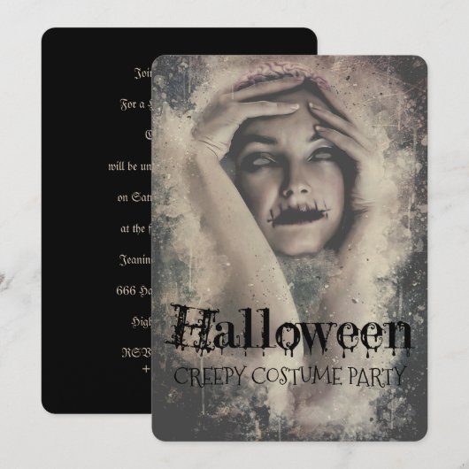 Halloween Griezelige Kostuumfeest Kaart (Voorkant / Achterkant)