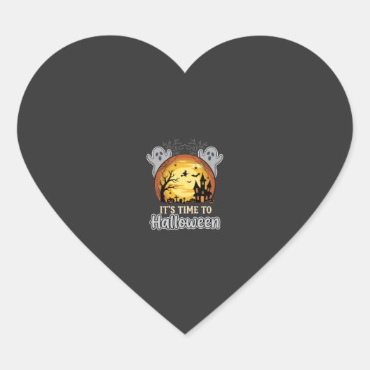 Halloween Griezelige Maan Spoken en Begraafplaats  Hart Sticker (Voorkant)