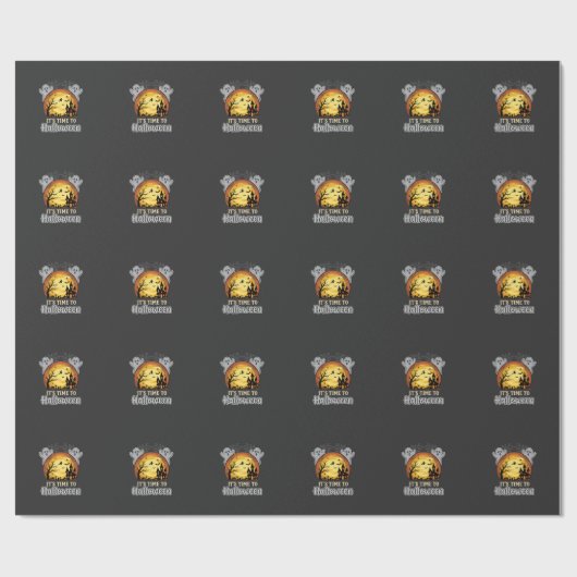 Halloween Griezelige Maan Spoken en Kerkhof Vector Cadeaupapier (Vlak)
