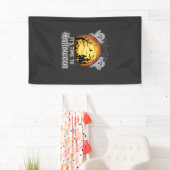 Halloween Griezelige Maan Spoken en Kerkhof Vector Spandoek (Insitu)