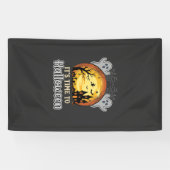 Halloween Griezelige Maan Spoken en Kerkhof Vector Spandoek (Horizontaal)