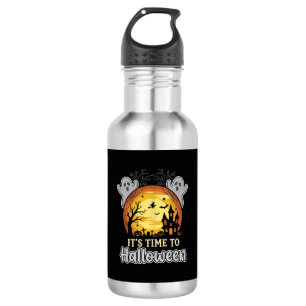 Halloween Griezelige Maan Spoken en Kerkhof Vector Waterfles