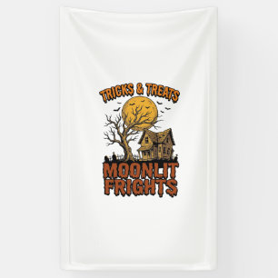 Halloween Griezelige Maan Vintage Boom Nacht Shirt Spandoek