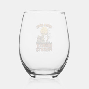 Halloween Griezelige Maan Vintage Boom Nacht Shirt Wijnglas Zonder Voet