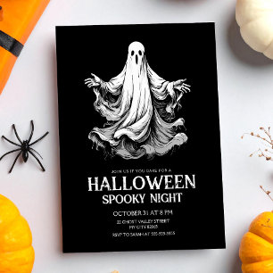 Halloween griezelige nachtfeest met spook feestdagenkaart