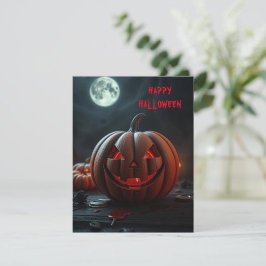 Halloween griezelige pompoen feestdagenkaart (Staand voorkant)