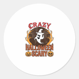 Halloween Griezelige Pompoen Retro Gegraveerde Tex Ronde Sticker