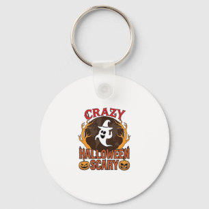 Halloween Griezelige Pompoen Retro Gegraveerde Tex Sleutelhanger