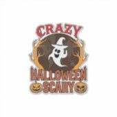 Halloween Griezelige Pompoen Retro Gegraveerde Tex Sticker (Voorkant)