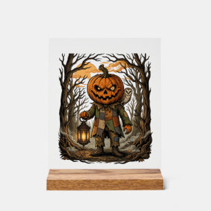 Halloween Griezelige Pompoen Vogelverschrikker Lan Acryl Bord