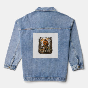 Halloween Griezelige Pompoen Vogelverschrikker Lan Denim Jacket