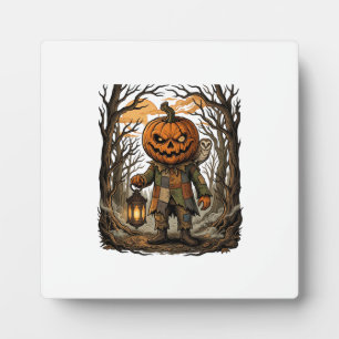 Halloween Griezelige Pompoen Vogelverschrikker Lan Fotoplaat