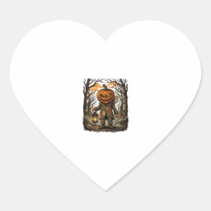 Halloween Griezelige Pompoen Vogelverschrikker Lan Hart Sticker