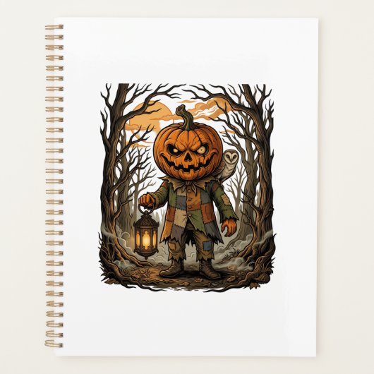 Halloween Griezelige Pompoen Vogelverschrikker Lan Planner (Voorkant)