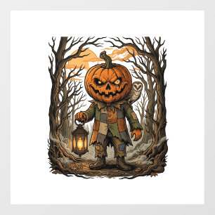 Halloween Griezelige Pompoen Vogelverschrikker Lan Raamsticker