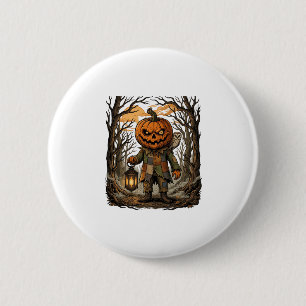 Halloween Griezelige Pompoen Vogelverschrikker Lan Ronde Button 5,7 Cm