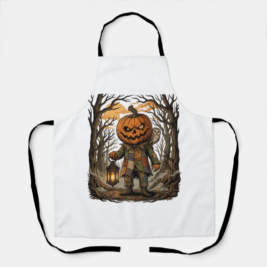 Halloween Griezelige Pompoen Vogelverschrikker Lan Schort (Voorkant)