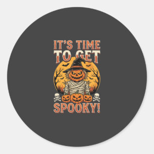 Halloween Griezelige Pompoen Vogelverschrikker Vin Ronde Sticker