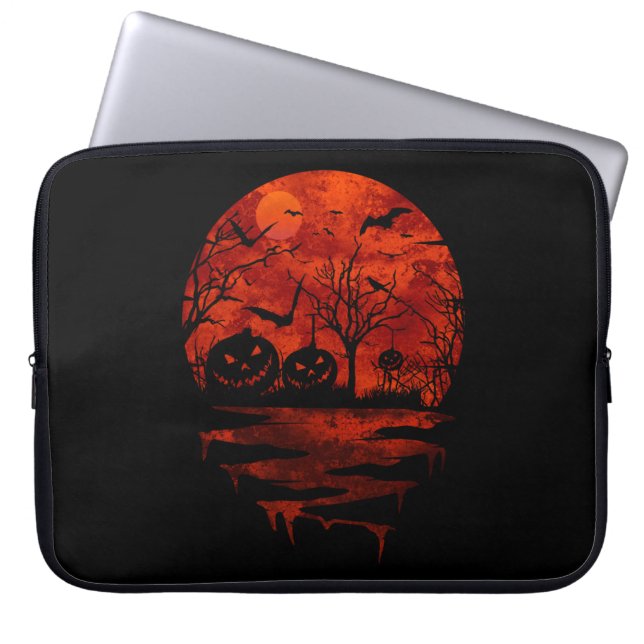 HALLOWEEN GRIEZELIGE RODE MAAN LAPTOP SLEEVE (Voorkant)