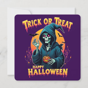 Halloween Griezelige Sfeer: Trick or Treat Skelet Kaart