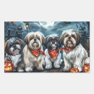 Halloween Griezelige Shih Tzu Rechthoekige Sticker