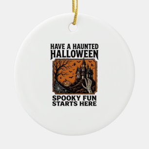 Halloween Griezelige Shirt Spooky Vintage Feest On Keramisch Ornament