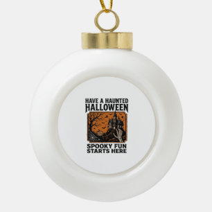Halloween Griezelige Shirt Spooky Vintage Feest On Keramische Bal Ornament