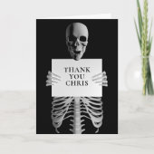 Halloween Griezelige Skelet Aangepaste Zwarte Bedankkaart (Voorkant)