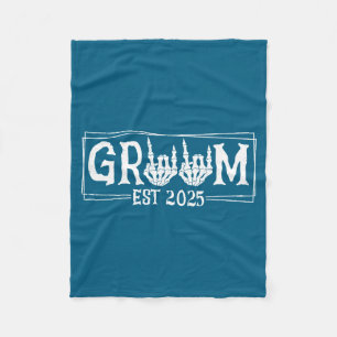 Halloween griezelige skelet verlovingshuwelijk bru fleece deken