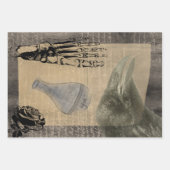 Halloween Griezelijke Kraai Vintage Ephemera Inpakpapier Vel (Voorkant)
