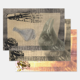 Halloween Griezelijke Kraai Vintage Ephemera Inpakpapier Vel