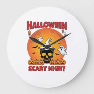 Halloween Griezelnacht Schedel Heksenhoed Pompoene Grote Klok
