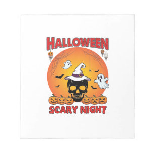 Halloween Griezelnacht Schedel Heksenhoed Pompoene Notitieblok