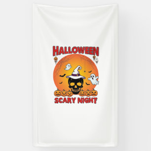 Halloween Griezelnacht Schedel Heksenhoed Pompoene Spandoek