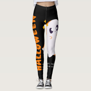 Halloween Griezels Geest Leggings - Oranje en Zwar