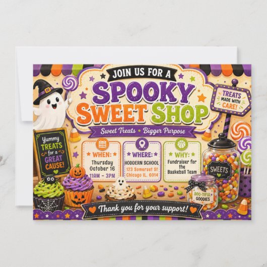 Halloween Griezels Snoep Winkel Kaart (Voorkant)
