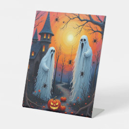 Halloween griezelshow reclamebord met voetstuk
