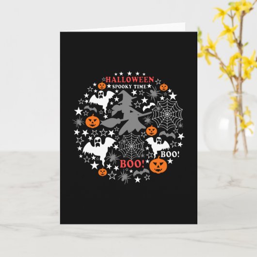 Halloween Griezeltijd Kaart (Gele Bloem)
