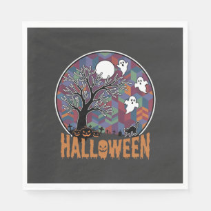 Halloween Griezeltje Boom Spoken en Zwarte Kat Servet