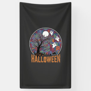 Halloween Griezeltje Boom Spoken en Zwarte Kat Spandoek