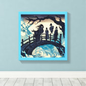 Halloween - Griezeltje Brug Houtsnede 2 Canvas Afdruk (Insitu (Houten vloer))