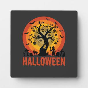 Halloween Griezeltoren Heks en Zwarte Katten Fotoplaat