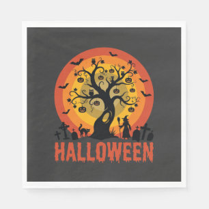 Halloween Griezeltoren Heks en Zwarte Katten Servet