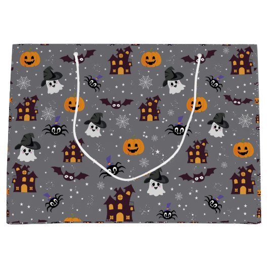 Halloween grijs groot cadeauzakje (Voorkant)
