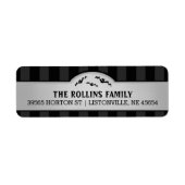 Halloween Grijs & Zwart Adreslabel met vleermuizen Etiket (Voorkant)